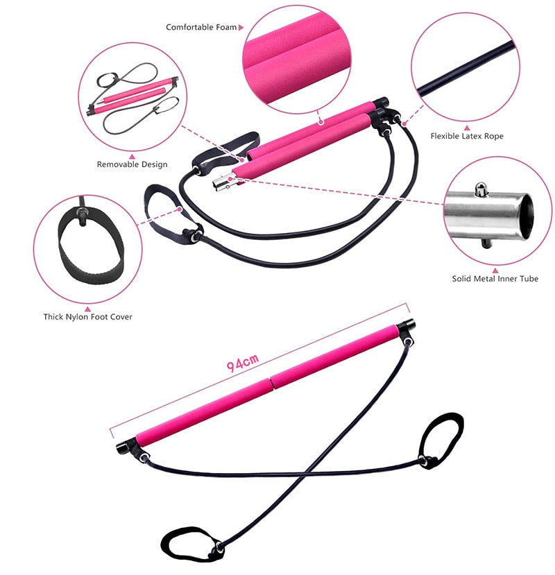 Pilates Stick Yoga Pilates Bar Portable Resistance Bands Exercise Toning Bar