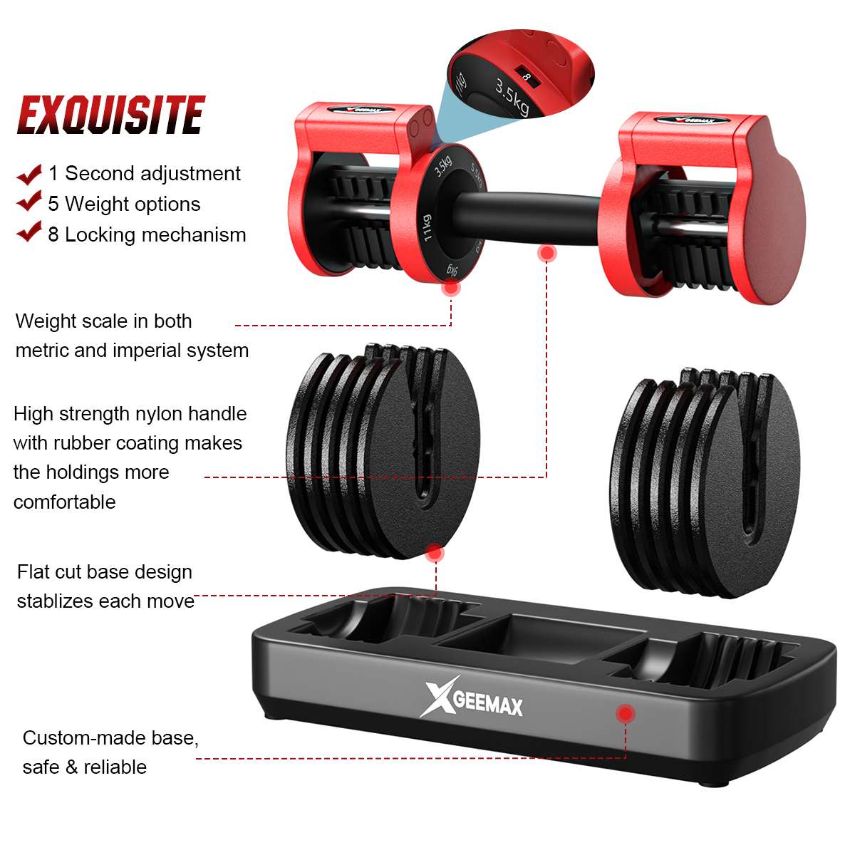 25LBS 5 IN 1 Adjustable Dumbbell Gym Weights for Fitness & Workout