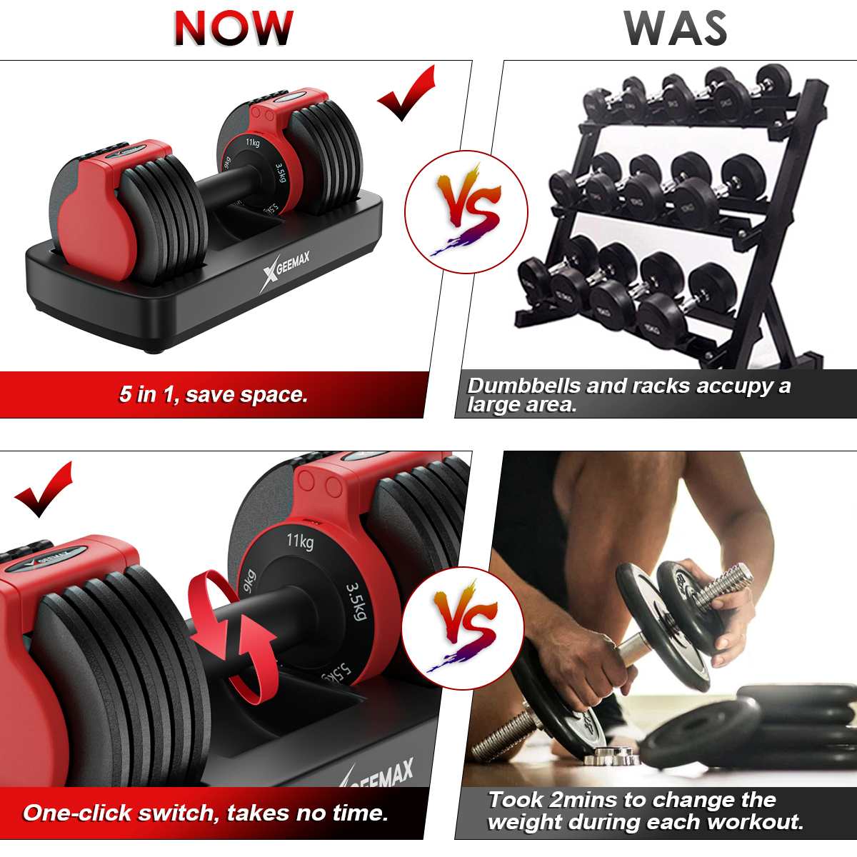 25LBS 5 IN 1 Adjustable Dumbbell Gym Weights for Fitness & Workout