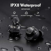 IPX8 Waterproof Headphones Bluetooth 5.0 with 2600mAh Charging Case