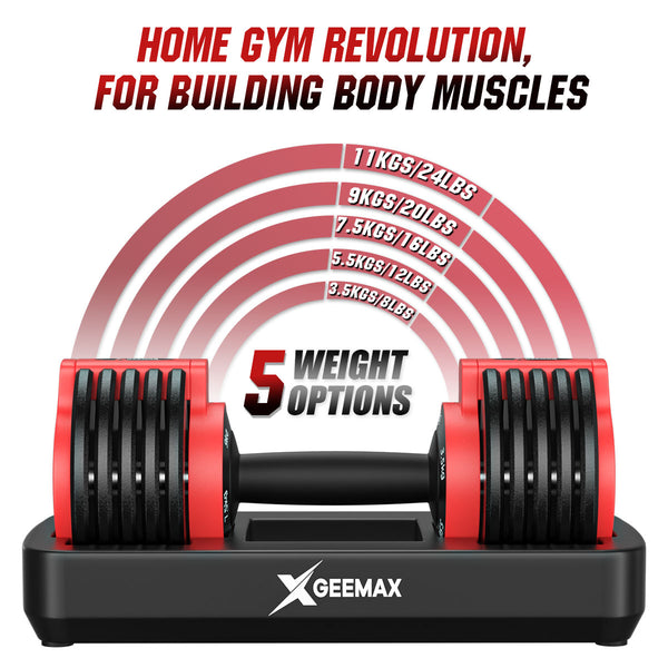 25LBS 5 IN 1 Adjustable Dumbbell Gym Weights for Fitness & Workout