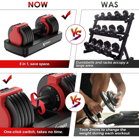 25LBS 5 IN 1 Adjustable Dumbbell Gym Weights for Fitness & Workout